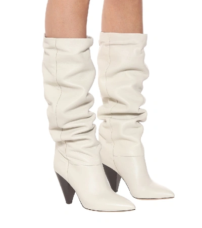 Shop Isabel Marant Loens Leather Knee-high Boots In White