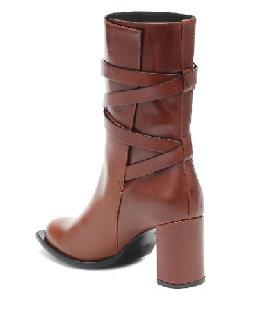 Shop Dorothee Schumacher Sporty Elegance Leather Ankle Boots In Brown