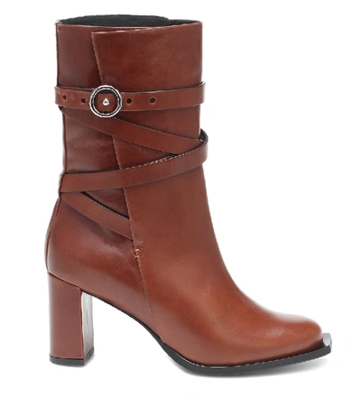 Shop Dorothee Schumacher Sporty Elegance Leather Ankle Boots In Brown