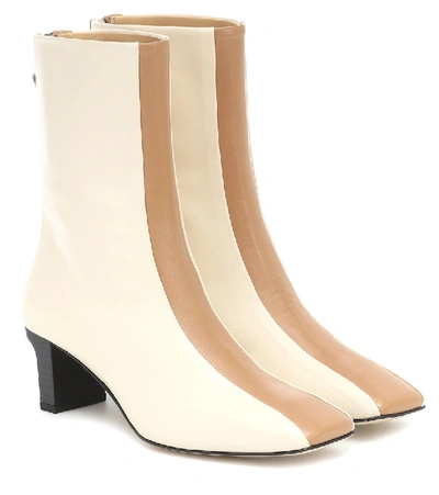 Shop Aeyde Molly Leather Ankle Boots In Beige