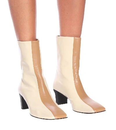 Shop Aeyde Molly Leather Ankle Boots In Beige