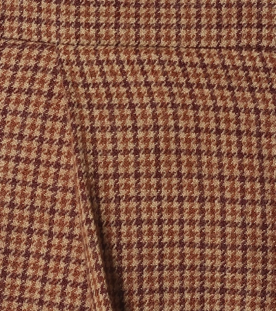 Shop Chloé Checked Wool Flared Pants In Brown