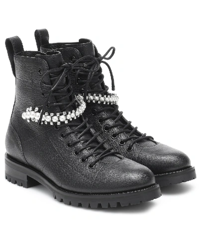 Shop Jimmy Choo Cruz Flat Leather Ankle Boots In Black