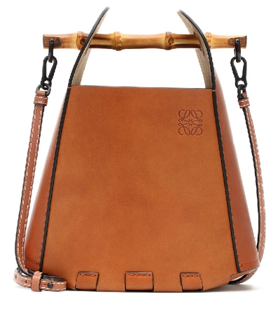 Shop Loewe Bamboo-trimmed Leather Bucket Bag In Brown