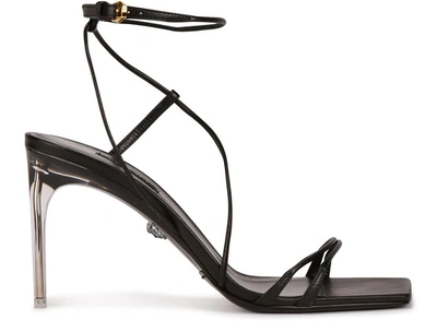 Shop Versace Heeled Sandals In Nero