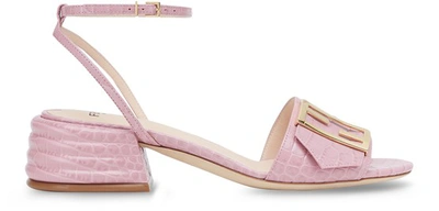 Shop Fendi Leather Platform Sandals In Rose