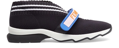 Shop Fendi Black Fabric Sneakers In Multicolore