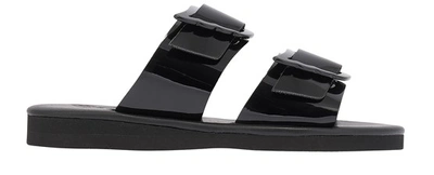 Shop Ancient Greek Sandals Iaso Sandals In Patent Tonal Black