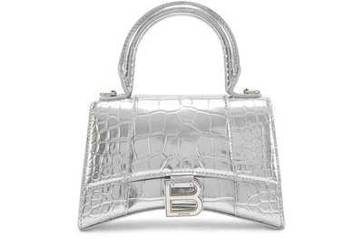 Shop Balenciaga Hourglass Handbag In Silver