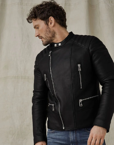 Shop Belstaff Sidney Leather Jacket In Black