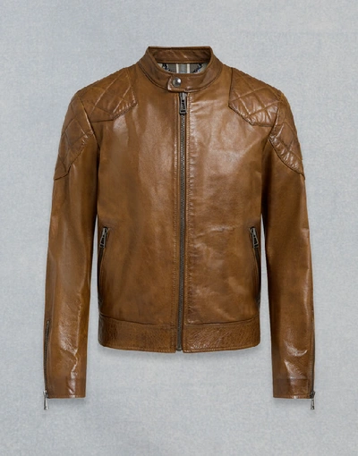 Shop Belstaff Outlaw Leather Jacket In Brown
