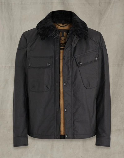 Shop Belstaff Patrol Waxed Cotton Jacket With Shearling In Black
