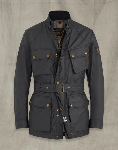Shop Belstaff Trialmaster Waxed Cotton Jacket In Navy