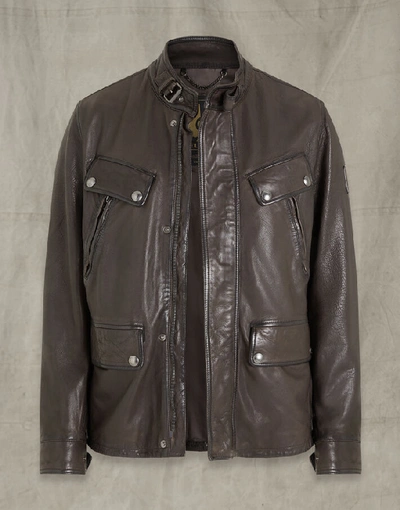 Shop Belstaff Denesmere Leather Jacket In Brown