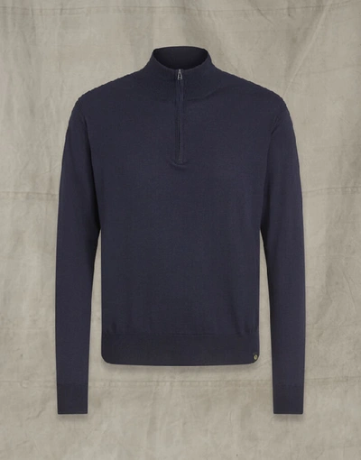 Shop Belstaff Engineered Quarter Zip In Blue