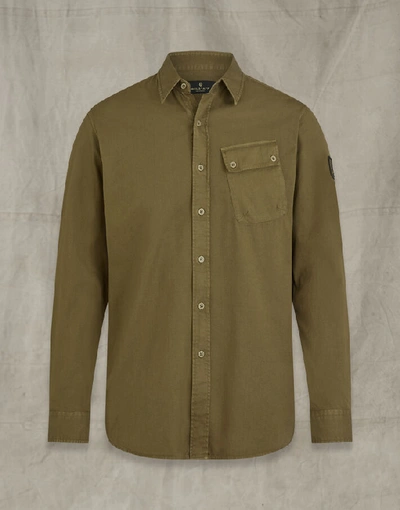 Shop Belstaff Pitch Cotton Twill Shirt In Green