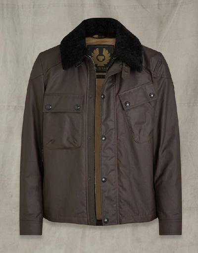 Shop Belstaff Patrol Waxed Cotton Jacket With Shearling In Brown