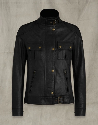 Shop Belstaff Gangster Waxed Leather Jacket In Black