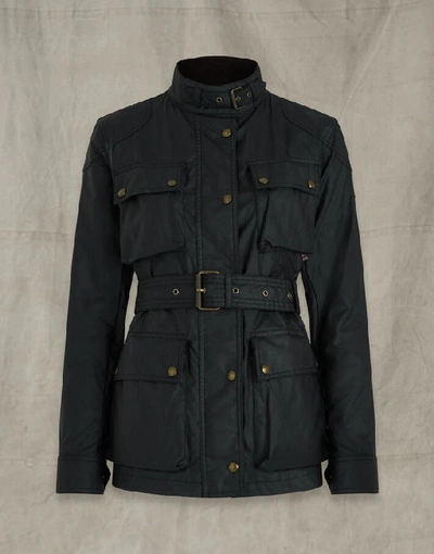 Shop Belstaff Trialmaster Waxed Cotton Jacket In Black