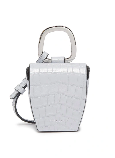 Shop Danse Lente 'pablo' Croc Embossed Leather Crossbody Bag In Blue