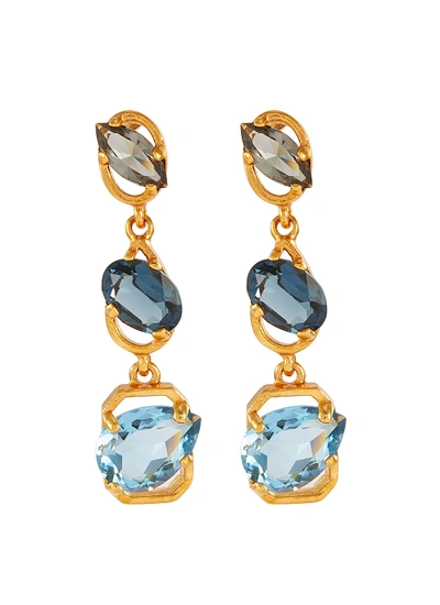 Shop Oscar De La Renta Swarovski Crystal Drop Earrings In Blue,multi-colour