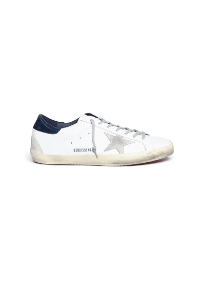 Shop Golden Goose 'superstar' Brushed Calfskin Leather Sneakers In White