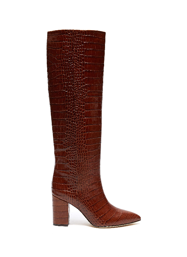 croc embossed leather boots