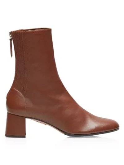 Shop Aquazzura Saint Honore Leather Ankle Boots In Cinnamon