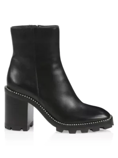 Shop Jimmy Choo Mava Lug-sole Embellished Leather Ankle Boots In Black