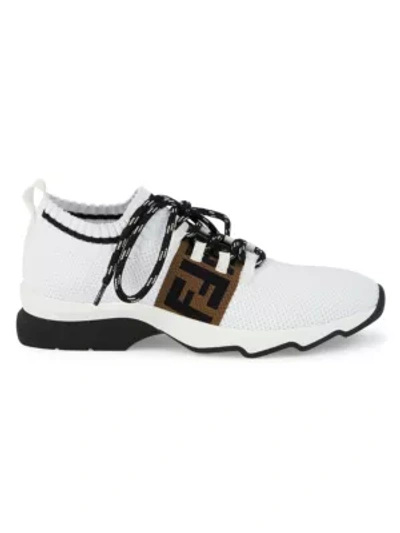 Shop Fendi Women's Rockoko Knit Sock Sneakers In White