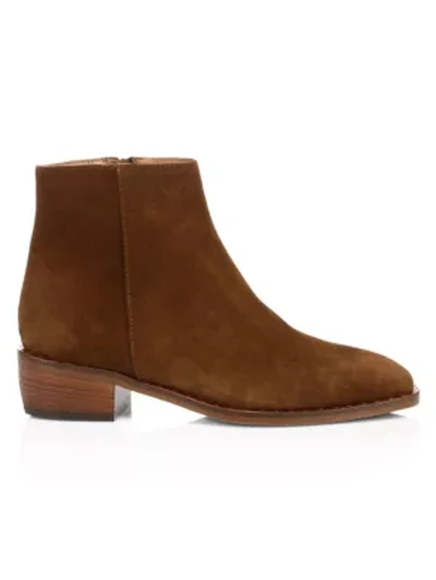 Shop Aquatalia Women's Faelynn Studded Suede Ankle Boots In Chestnut