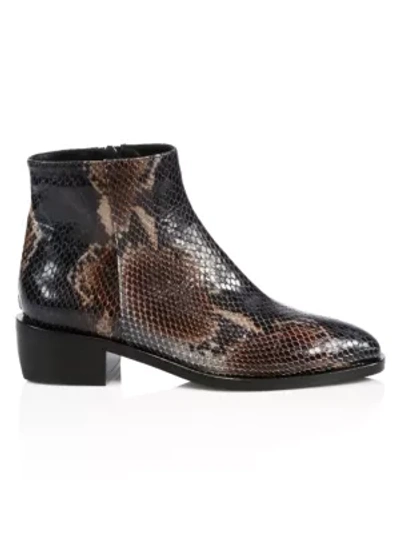 Shop Aquatalia Faelynn Snakeskin-embossed Leather Ankle Boots In Caramel Black