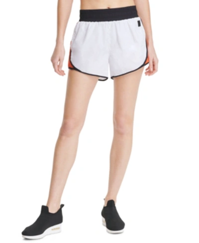 Shop Dkny Sport Colorblocked High-waist Shorts In White