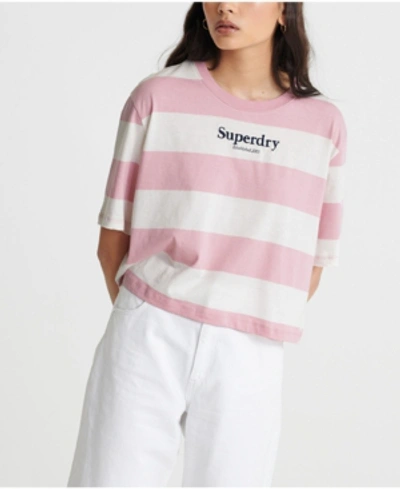 Shop Superdry Women's Harper Stripe Boxy T-shirt In Pink