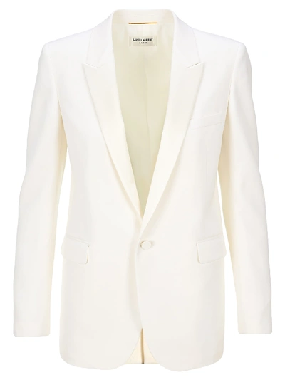 Shop Saint Laurent Tuxedo Blazer In White