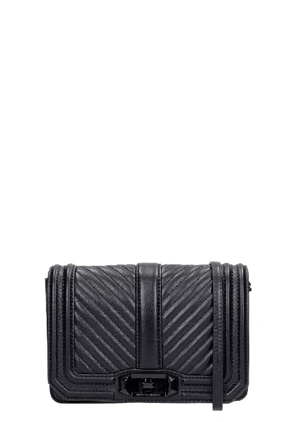 Shop Rebecca Minkoff Chevron Quilted Shoulder Bag In Black Leather