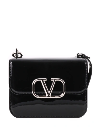 Shop Valentino V Logo Patent Bag In Black