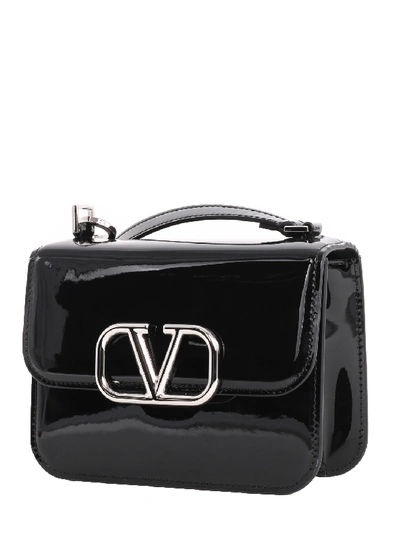 Shop Valentino V Logo Patent Bag In Black