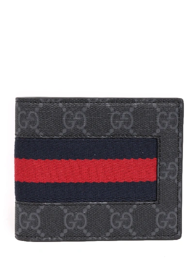 Shop Gucci Gg Supreme And Web Wallet In Black