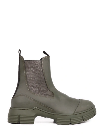 Shop Ganni Rubber Ankle Boot Green