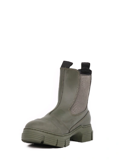 Shop Ganni Rubber Ankle Boot Green