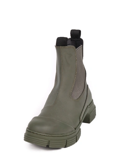 Shop Ganni Rubber Ankle Boot Green