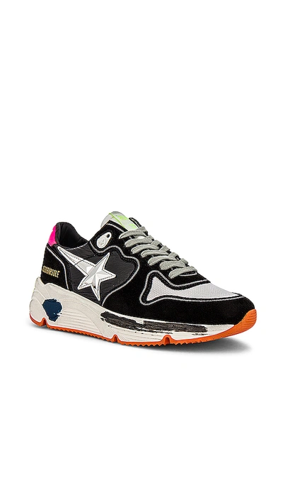 Shop Golden Goose Running Sole Sneaker In Black, White, Silver & Fuchsia Fluo