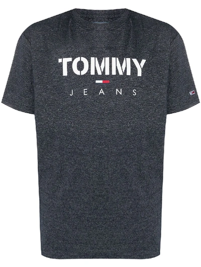 Shop Tommy Hilfiger Logo-print Crew Neck T-shirt In Blue