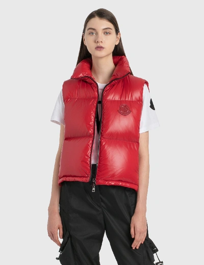 Shop Moncler Puffer Gilet In Red