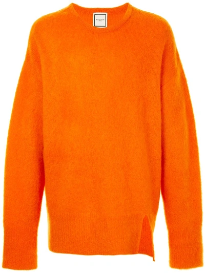 Shop Wooyoungmi Split-hem Oversized Sweater In Orange