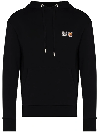 Shop Maison Kitsuné Fox Logo-patch Hoodie In Black