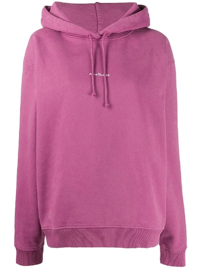 Shop Acne Studios Logo-print Hoodie In Pink