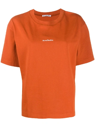 Shop Acne Studios Logo-print Cotton T-shirt In Orange