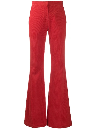 Shop Pushbutton Flared Corduroy Trousers In Red